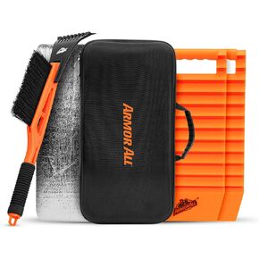 مجموعة Armor All المضادة للخدش لتنظيف السيارات بالثلج والجليد مع حقيبة (فرشاة ثلج مقاس 17 بوصة مع مكشطة ثلج، وغطاء خارجي للزجاج الأمامي ومساعدتي جر لإطارات السيارة) (تتضمن الحافظة) in Kuwait
