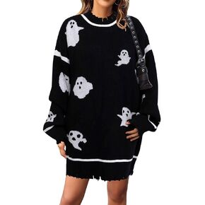 Halloween Sweater for Women Halloween Bat Graphic Long Shirt Fall Crew Neck Pullover Tops