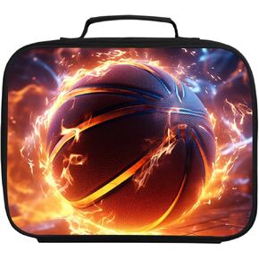 American Football Lunch Box for Boys Girls, Rugby Sports Kids School Lunch Bag, Inner Insulated Layer, Polyester Fabric, Leak-proof Children Lunchbox, Double Zipper