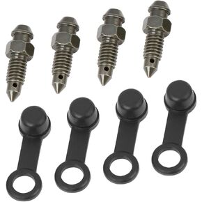 4Pcs M6x1mm Banjo Bolt Bleeder Screw with Cap for Motorcycle Brake Master Cylinder Auto Replacement Parts