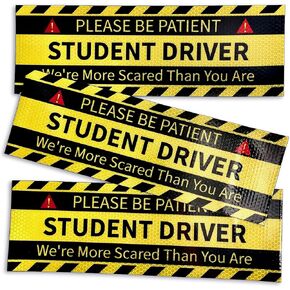 Student Driver Magnet, Please Be Patient Student Driver, Reflective Door Magnet, New Driver Gift, Attention Grabbing Sign, Magnetic Sign For Car, Funny Student Driver Magnet, Humorous Student Driver Magnet, Reusable Safety Magnet, 3 pcs, Extra Large Magne
