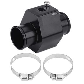 Water Temp Joint Pipe, Aluminum Car Water Temp Temperature Joint Pipe Hose Gauge Adapter Black(28mm)