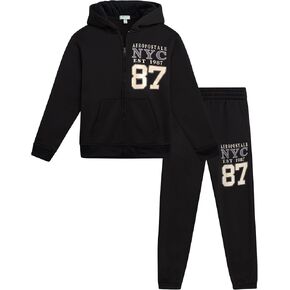 AEROPOSTALE Boys' Sweatsuit Set - 2 Piece Fleece Zip Up Hoodie Sweatshirt, Jogger Sweatpants - Track Suit Set for Boys (8-12)