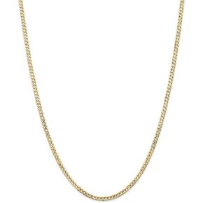 14k Yellow Gold 3mm Open Concave Curb Cuban Chain Necklace - with Secure Lobster Lock Clasp