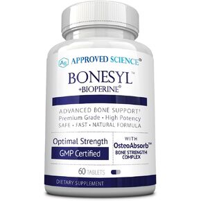 Approved Science Bonesyl - Strengthen Bones, Limit Bone Density Loss - Maintain Overall Bone Health - K2, BioPerine, and Magnesium - 180 Tablets - Vegan - Made in USA