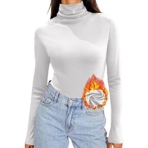 Zeagoo Womens Turtleneck Long Sleeve Shirts Soft Thermal Underwear Fall Fashion 2024 Tight Basic Layer Tops