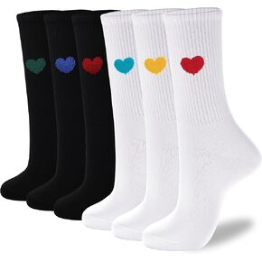 Women's Cotton Crew Socks,6Pairs Thin Above Ankle Above High Bootie Dress Socks Gifts for Women