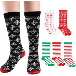 6 Pairs Christmas Socks for Women Holiday Xmas Socks Set Colorful Cotton Novelty Christmas Socks for Women & Teens