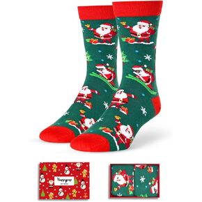 HAPPYPOP Christmas Gifts Stocking Socks For Men Women - Secret Santa Socks Xmas Stocking Stuffers For Mom Dad, Santa Socks For Christmas