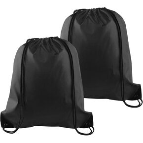 PLULON 25 Pcs Black Drawstring Backpack Bags Bulk String Backpack Cinch Sack Pull Sport Gym Backpack Bags for Yoga Traveling Outdoor Sports