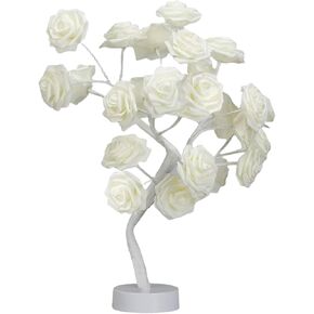 COLORLIFE Tabe Lamp Color Changing Flower Tree Rose lamp with Remote Control with Timer Christmas Birthday Gift for Girl Kids Women for Holiday and Party(White)