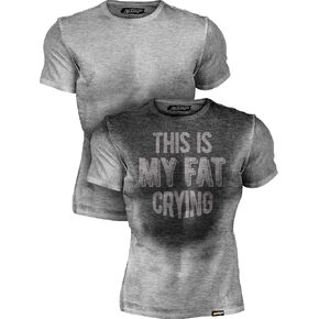 Actizio Men's Workout Shirt Sweat Activated Motivational Exercise Gym Moisture Wicking Fitness - This is My Fat Crying