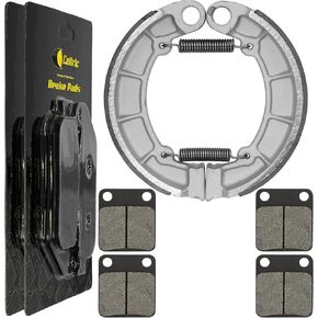 Caltric Front Brake Pads & Rear Shoes Compatible with Kawasaki Kvf400 Kvf-400 Prairie 400 4X4 1997-2002