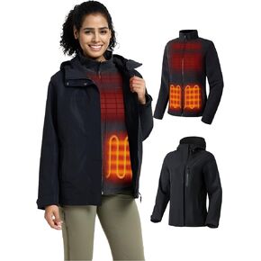 ORORO Women's 3-in-1 Heated Jacket with Waterproof Shell and Heated Fleece Liner, Fleece Heated Jacket with Battery