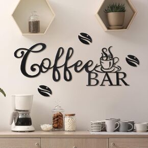 Ferraycle Coffee Bar Rustic Metal Sign Rustic Coffee Bar Hanging Wall Decor Coffee Signs for Coffee Bar Metal Coffee Wall Art for Coffee Bar Home Office Kitchen (Coffee Bar, Bean and Cup Style)