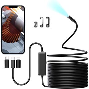 Endoscope Camera with Light,Borescope Camera with Light,IP67 Waterproof Inspection Camera for iOS,Snake Camera with Light,Scope Camera for iPhone,IP67 Waterproof Sewer Camera, Plumbing Camera