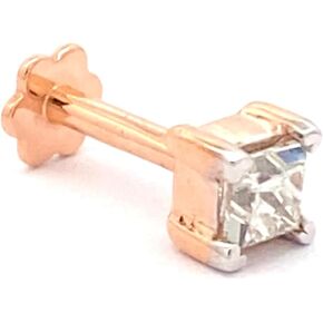 Natural 3.0MM (0.16ct) Diamond 14K Rose Gold Nose Ring - Lip Labret Monroe Stud, Screw Post, 6MM Long, 16 Gauge