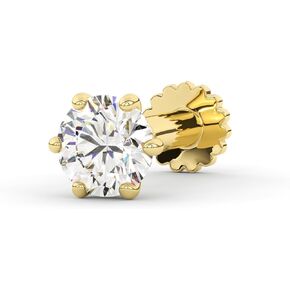 Diamond 14K Yellow Gold Nose Stud Lip Labret Monroe Piercing Stud Screw Back Earring Lobe Tragus Helix Stud F-G Color 6 Prong Ring for Women