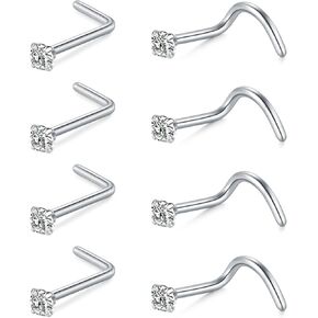 Zolure 18G 20G Threadless Nose Studs Nose Rings Surgical Steel Nose Piercing Jewelry for Women Men 1.5/2.0/2.5/3.0mm