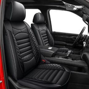 AOMSAZTO Car Seat Covers Full Set Fit for Dodge RAM 2002-2024 1500 2500 3500 Truck Pickup Crew Quad Cab with Curved Bench, Black
