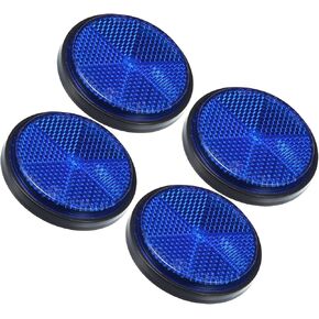 4 Pcs Universal Round Shape Reflector for Motorcycle Garbage Cans Car Trailer Truck and Bike Blue Auto Accessories