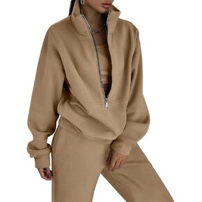 COZYPOIN Women's Sweatsuit Sets 2 Piece Fleece Outfit Half Zip Sweatshirt and Joggers Pants Tracksuit in Kuwait