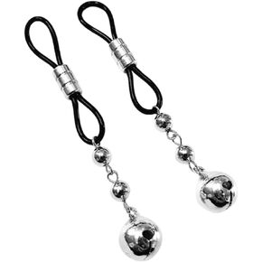 2 Pcs Bell Nipple Rings Non-Piercing Body Jewelry Adjustable Stainless Steel Pressure Clips Body Clamps with Bell Pendant Fake Nipple Piercings for Women