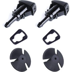 Xislet 2 Pack Front Windshield Washer Nozzles Compatible with Jeep, Dodge Ram, Chrysler Pt Cruiser Replaces OEM #: 5113049AA, 4805742AB - Included Hood Insulation Retainers