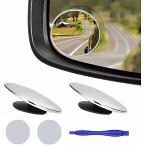 2 pcs Blind Spot Mirrors, 2" Round HD Glass Convex 360° Wide Angle Side Rear View Mirror with ABS Housing for Cars SUV and Trucks, Black, Pack of 2