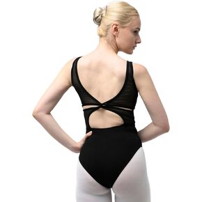 Women's Black Mesh Cutout Leotard for Dance or Gymnastics 03D2406