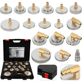 17PCS Brake Bleeder Adapter Kit Master Cylinder Bleeder Kit with Quick Connector Copper Brake Bleeder Adapter Set Compatible for BMW Benz Ford Tesla Honda Toyota VW Lexus