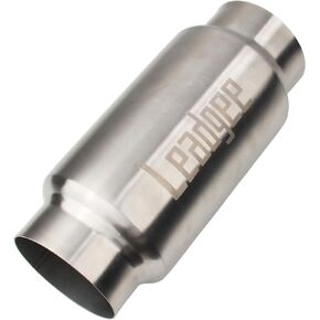 3" Inlet & Outlet Exhaust Resonator, 9" Overall Length Center Straight Through Stainless Steel Muffler,Polished