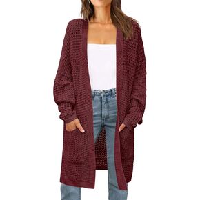 ZESICA Women's Fall Long Batwing Sleeve Open Front Chunky Knit Cardigan Sweater