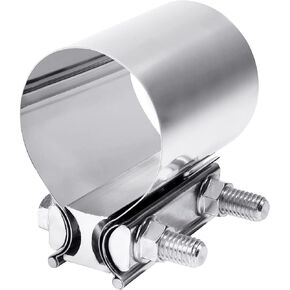 ESEWALAS Stainless Steel Exhaust Clamp,2.0" 2.25" 2.5" 2.75" 3.0" 4.0" Butt Joint Exhaust Pipe Muffler Band Clamp Sleeve Coupler,Exhaust Pipe Clamp Exhaust Band Clamp (2.5inch)