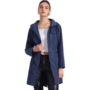 Allegra K Windbreaker Trench Coat for Women's Lightweight Hooded Raincoat Waterproof Jacket