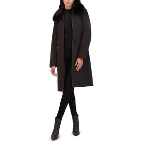 Kenneth Cole Women's Soft Shell Rain Coat with Exposed Zip Detail