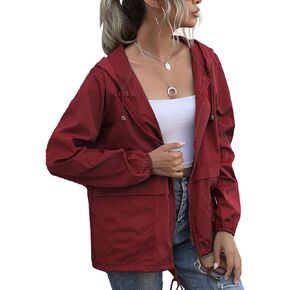 PESION Women's Waterproof Raincoat Lightweight Rain Jacket Hooded Windbreaker with Pocket for Outdoor