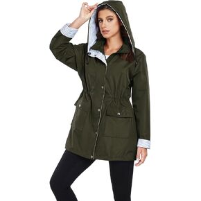 Arthas Rain Jacket Women Rain Coats for Women Waterproof Long Hooded Trench Coats Windbreaker Travel Jacket S-XXXL