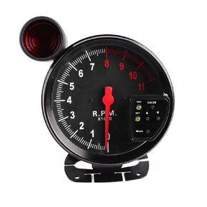 5 inch Tachometer, 11000 RPM Gauge, VQP RPM Tachometer with Shift Light, for Motorcycle Automotive Replacement, 7 Colors Backlight, Peak Sound LED Flash When RPM Warning