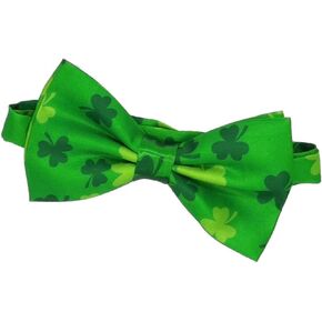St.Patrick's Day Bow Tie for Men Green Clover Neck Bowtie St.Patricks Pre-Tie Bow JHSP50