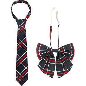 PROCOS 2 Pcs Necktie Bow Tie Unisex Uniform Adjustable Plaid Tartan Bow Tie Necktie Set Cosplay Costume St. Patrick's Day