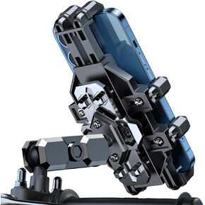 Motorcycle Phone Mount Holder - [Dual Dampener] [Anti Shake] Motorcycle Cell Phone Mounts,Adjustable Bike Phone Holder, Fit for iPhone Samsung LG Google All 4.7-7.2" Phones,Black
