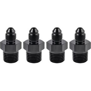 EVIL ENERGY 6AN Male Flare to 1/4" NPT Pipe Fitting Adapter Aluminum Straight Black 4PCS