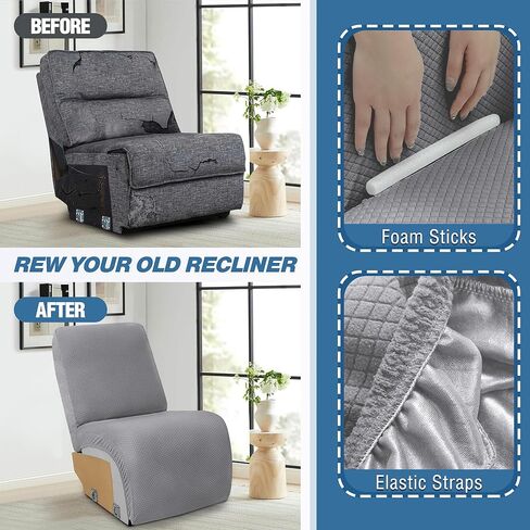 ALIECOM 100% Waterproof Sectional Recliner Couch Covers L Shape Sofa Cover Jacquard Stretch 5-Piece Corner Couch Cover for Reclining Sectional Slipcover Furniture Protector (5 Seat, Light Gray) in Kuwait