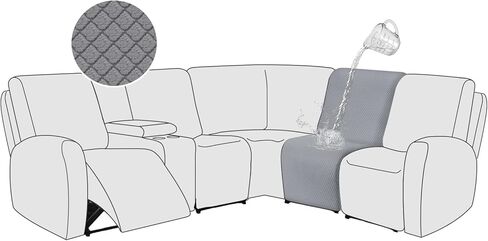 ALIECOM 100% Waterproof Sectional Recliner Couch Covers L Shape Sofa Cover Jacquard Stretch 5-Piece Corner Couch Cover for Reclining Sectional Slipcover Furniture Protector (5 Seat, Light Gray) in Kuwait