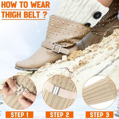 Coume 3 Pairs Women's Extra Wide Calf Boot Cuffs Plus Size Boot Toppers for Women Leg Warmer Socks Gift for Christmas Winter in Kuwait