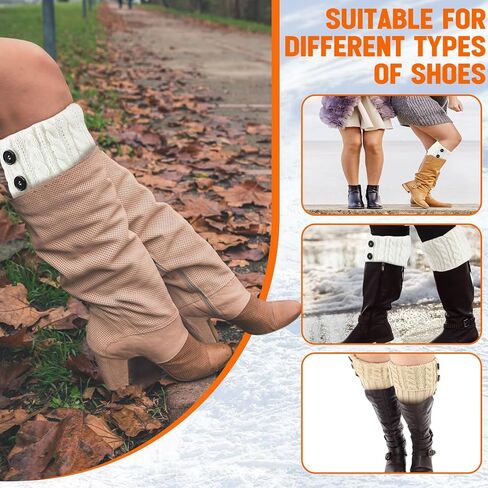 Coume 3 Pairs Women's Extra Wide Calf Boot Cuffs Plus Size Boot Toppers for Women Leg Warmer Socks Gift for Christmas Winter in Kuwait