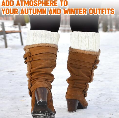 Coume 3 Pairs Women's Extra Wide Calf Boot Cuffs Plus Size Boot Toppers for Women Leg Warmer Socks Gift for Christmas Winter in Kuwait