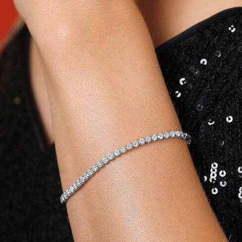 Gem Stone King 1.50 Cttw 14K Yellow or White Gold Round White Lab Grown Diamond Tennis Bracelet | E-F Color | VS1-VS2 Clarity | Gold Bracelet For Women | Available in 6.5, 7, 7.5 Inches in Saudi Arabia