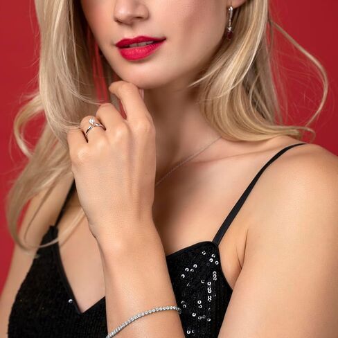 Gem Stone King 1.50 Cttw 14K Yellow or White Gold Round White Lab Grown Diamond Tennis Bracelet | E-F Color | VS1-VS2 Clarity | Gold Bracelet For Women | Available in 6.5, 7, 7.5 Inches in Saudi Arabia